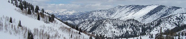 View of snowy mountains in Utah